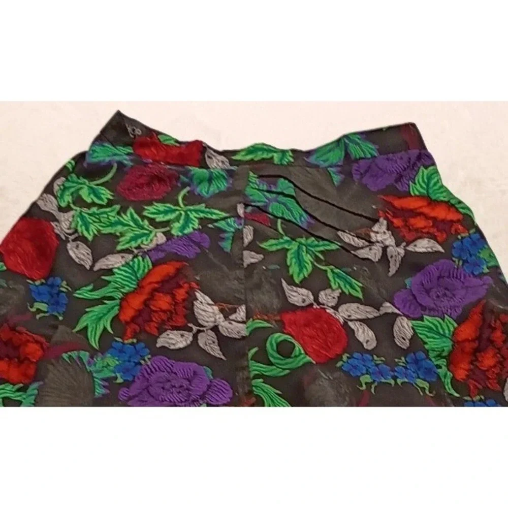 Topshop Floral Maxi Skirt Black Red Purple High Waisted Pleated Size US 4 NWOT
